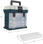 Boîte à outils portative - Organisateur de petites pièces avec tiroirs et compartiments personnalisables pour le matériel, la pêche, perles ou artisanat par Stalwart (Gris)