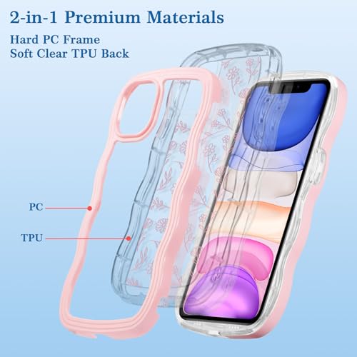 Coque iPhone 11 rose vagues esthétique fleur silicone souple