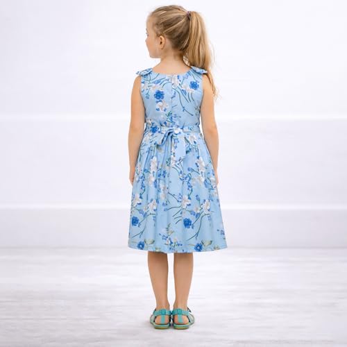 Image of Miss Lavish London Kid Dress for Girls, Shoulder Bow Printed Party Dress, Summer Dress for Girls, Kids Printed Dress for Birthday, Vacation, Wedding & Festival Girls Dresses