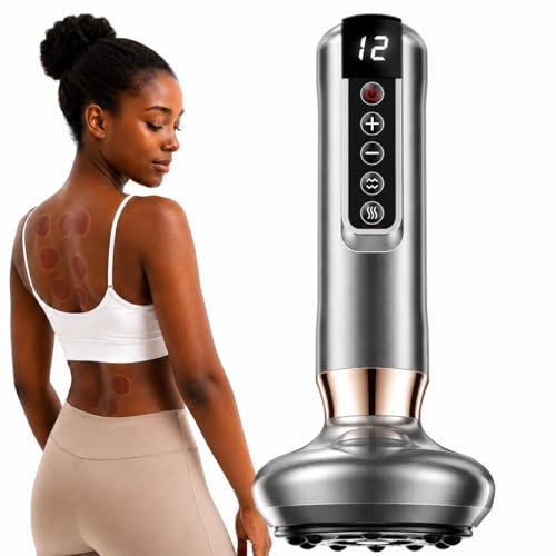 Uojojop Lymphatic Drainage Tool Cellulite Remover for Legs and Electric Cupping Massager 12-Level Suction Device with One-Touch Air Release and Battery Power