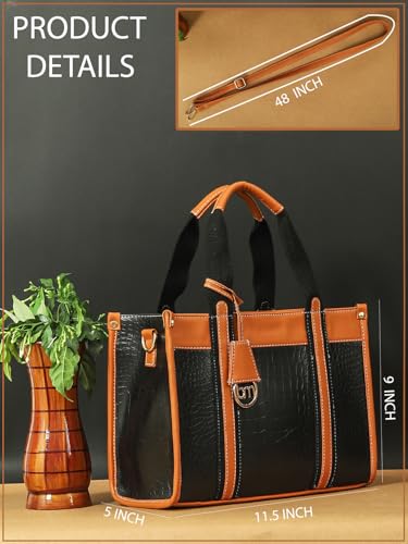 Image of Bagsy Malone Stile Eterno Tote-Croco Black & Tan