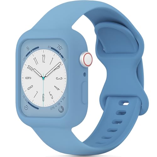 Image of Silicone Bands Bumper Case Compatible with Apple Watch Band 38mm 40mm 41mm 42mm 44mm 45mm 46mm 49mm Women Men, Sport Strap Protective Cover Wristband for iWatch Ultra Series 11 10 9 8 SE 7 6 5 4 3 2 1