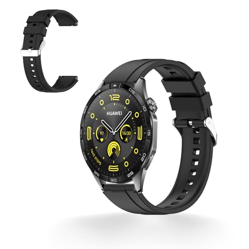 For HUAWEI WATCH GT4 46mm �p �o���h �x���g �����o���h KONXISA �V���R���f�� �ʋC�y�ʁA���K�A�ϋv���A�h�����h�� �ȒP���� �u�₩ �j���������p�i�u���b�N�j