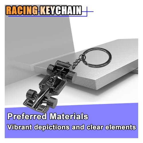 Image of KITUREK 3D F1 Race Car Keychain, Zinc Heavy Duty Racing Model Keychain, Car Key Ring Present for Father Husband Boyfriends (Black)