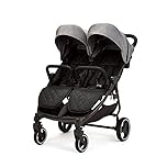 Ickle Bubba Venus Double Stroller – Twin Pushchair from Birth to 15kg per Seat, Independent Recline Seats, Footrest, Rain Cover, Compact Fold, Swivel Wheels & Suspension (Space Grey)