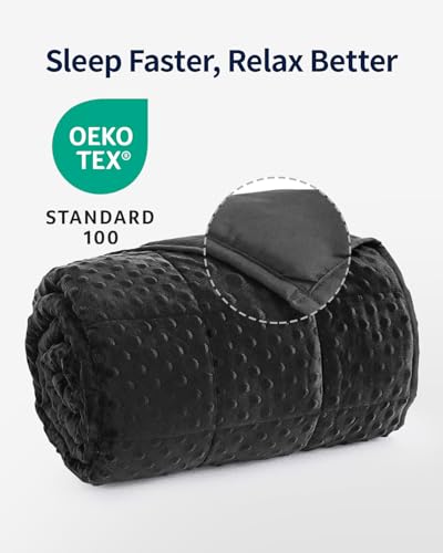 Image of Mr. Sandman Weighted Blanket for Adults, Heavy Blanket for Woman,Man Sleeping /Calm, Soft and Cozy Weighted Throw Blankets, Machine Washable, 48 x 72in, 15 lbs, Black