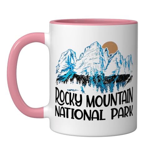 Rocky Mountain National Park Scenic View Ceramic Mug, Pink/White, 11oz