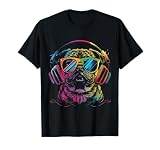 Trippy Dog Pug Wearing Music Equalizer Sunglasses T-Shirt for Men Women Kids