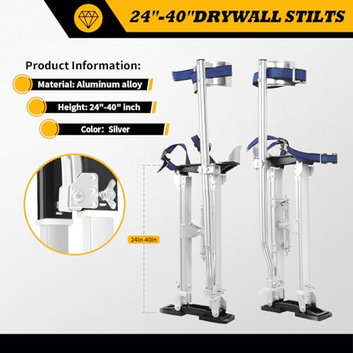 image for Jecoupoon 24-40 Inch Aluminum Alloy Drywall Stilts with Sliver for Wor