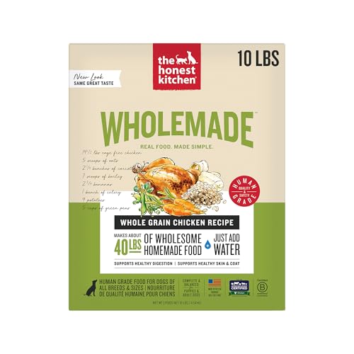 The Honest Kitchen Human Grade Dehydrated Whole Grain Dog Food – Complete Meal or Topper – Chicken 10 lb (makes 40 lbs)