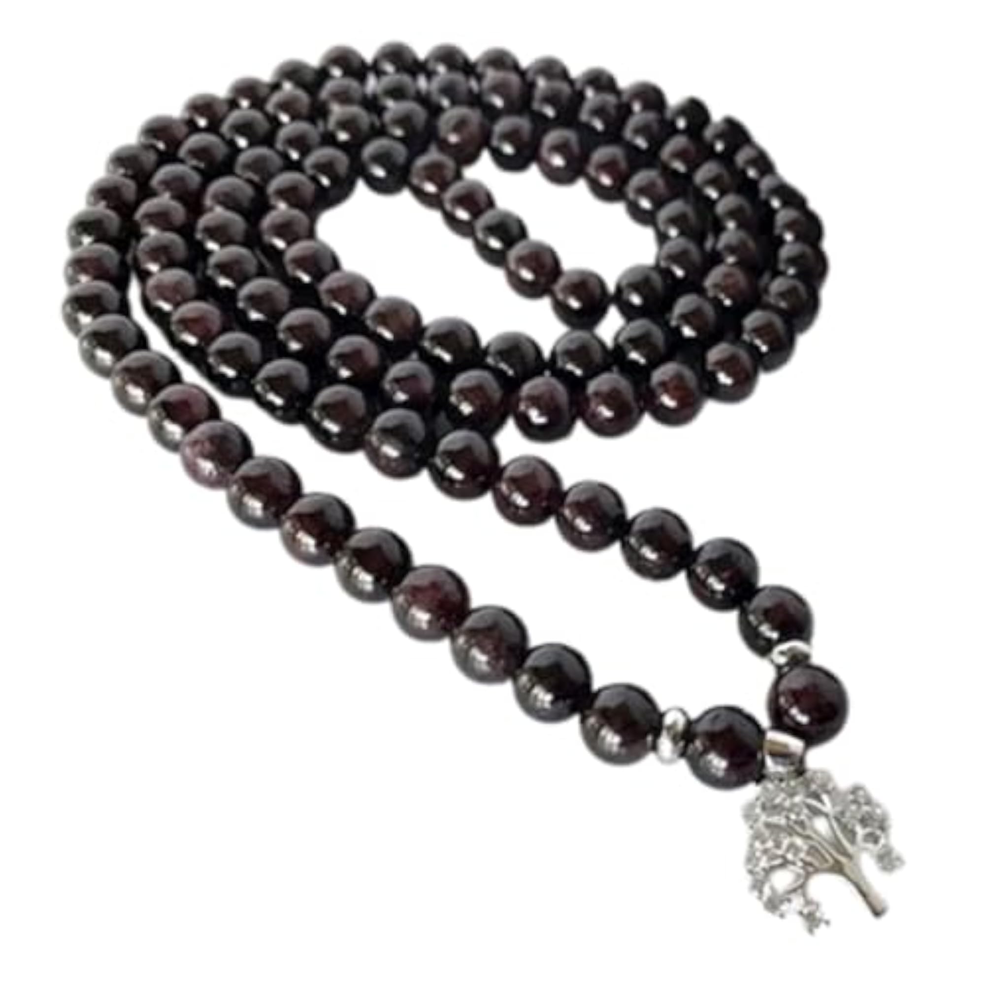 Natural Garnet 6MM Beaded Handmade Prayer Mala Necklace