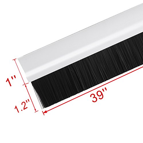 Uxcell Self-Adhesive Door Bottom Sweep White Plastic W 1.2-Inch Black Pvc Soft Brush 39-Inch X 2.1-Inch #TOP1