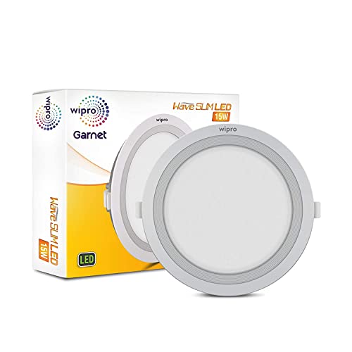 Image of wipro Polycarbonate Garnet 15W Round Led Wave Panel Light for Ceiling|Cool White Light (6000K)|Ultra-Slim Design|Recessed Down Light for False Ceiling|Pop Ceiling Light|Cutout-150Mm|Pack of 10