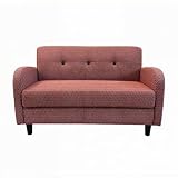 ソファー 2人掛け 幅122cm 肘付き 天然木 完成品 北欧 コンパクト ファブリック ソファ 天然木 （ワインレッド，122*64*70cm)