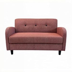 ソファー 2人掛け 幅122cm 肘付き 天然木 完成品 北欧 コンパクト ファブリック ソファ 天然木 （ワインレッド，122*64*70cm)