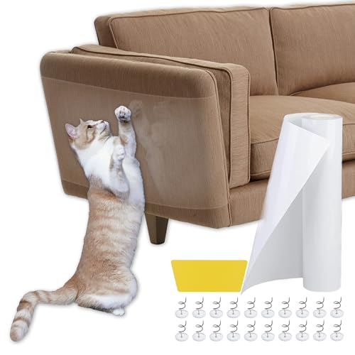 Protetor de sofá para gatos, 30 x 499 cm, adesivo de um lado, antiarranhões, com pinos, protetores d