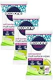 Ecozone Anti-Bacterial Multi-Surface Wipes, Biodegradable Moist Wet Anti Bac Disposable Cleaning Cloths, Sanitising Worktop Natural Vegan Friendly Non Toxic Wipes, Aloe Vera & Cucumber (120 Pack)
