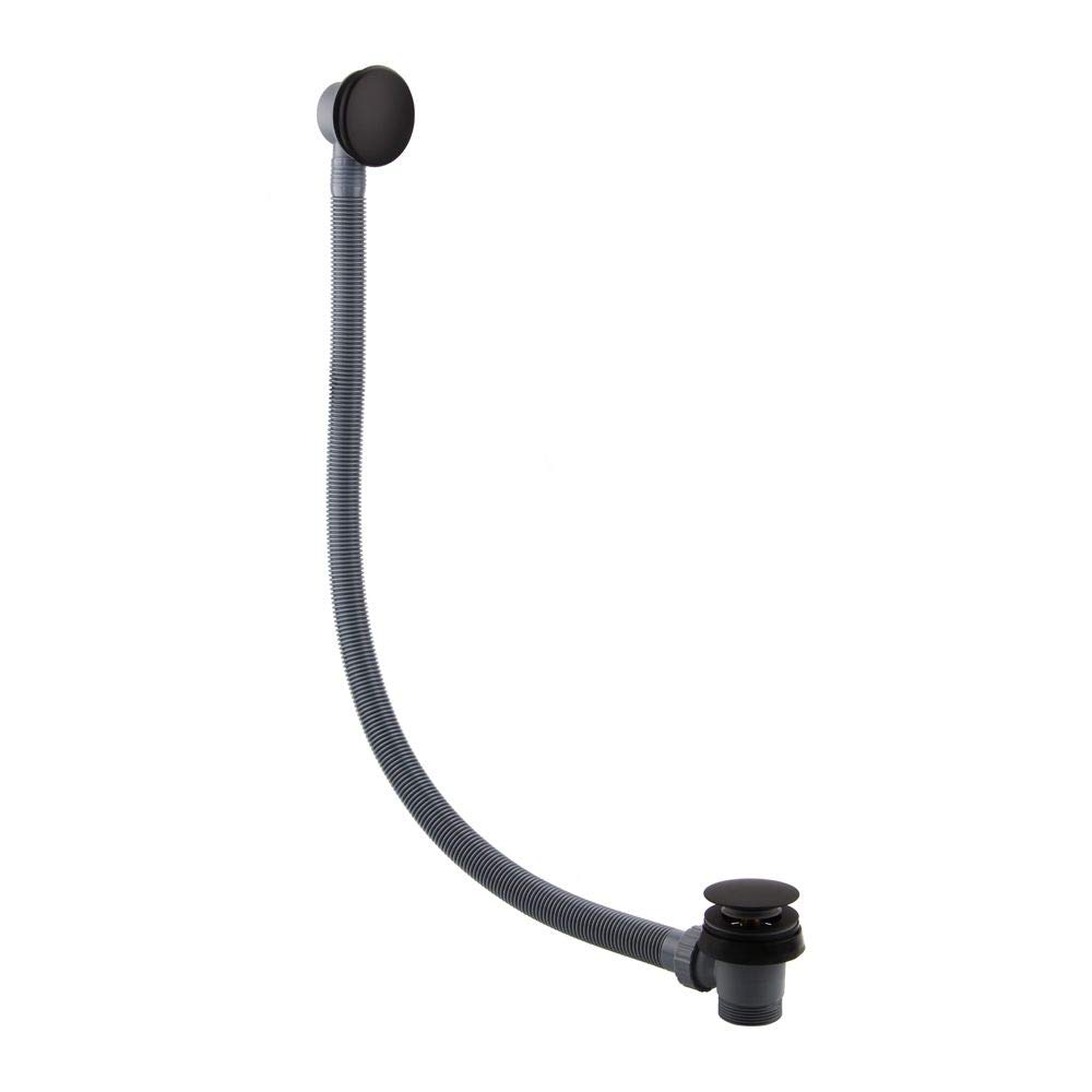 JT Pickfords | BATW08K Matt Black Bath Easyclean Push Button Click Clack Waste with Overflow