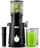 ECOSELF Juice Maker Machine with 4.35” Wide Mouth, Slow Juicer for Vegetable and Fruit, Easy to Clean and Assemble, High Juice Yield, BPA Free（White）
