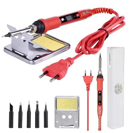 PENFU Wire Cable JCD Electric Soldering Iron Kit 80W 220V Adjustable Solder Iron Kit LCD Temperature Welding Tool Set Soldering Tips Wires 908S (Color : 2, Plug Type : EU)