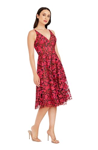 Image of Dress the Population Women's Elisa Sleeveless Plunge Neckline Fit and Flare Midi Dress