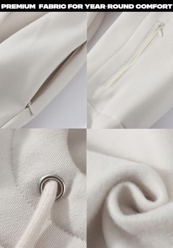 Eocicvvi Unisex Hoodie with Eye Mask&Hidden Pockets Fleece Travel Sweatshirt Long Sleeve Pullover Winter Fall Couples Beige