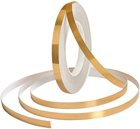 MISSYOUNG Gold Metalized Polyester Mylar Film Tape with Acrylic Adhesive, 0.4 in x 55 yds. Vibrant Mirror Like Finish, Gold Decor Tape for Detailing Accent Wall, Wardrobe, Cabinet, Bathroom