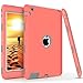 iPad 4 Case,iPad 3 Case,iPad 2 Case, DUEDUE Shockproof Heavy Duty Rugged Hybrid Hard PC Soft Silicone Defender Full Body Protective Cases Cover for iPad 2nd/ 3rd/ 4th Generation, Coral Pink
