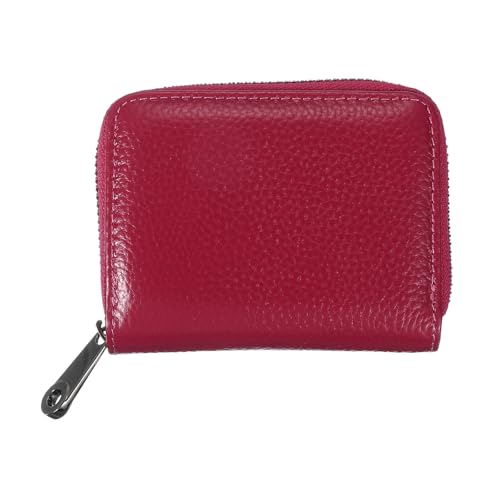 uxcell Leather Credit Card Holder, 14 Slots Small Accordion Zipper Wallet for Women and Men RFID Blocking Secure Organizer with Zipper, MultiFunctional Wallet for ID & Cards (Rose)