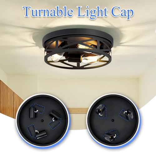 Image of SKEJAO Flush Mount Ceiling Light Fixture,3-Light Ceiling Light Fixture,Black Hallway Light Fixtures Ceiling,Light Fixtures Ceiling Mount for Kitchen,Farmhouse,Hall,Bedroom,Bathroom (1 Pack)
