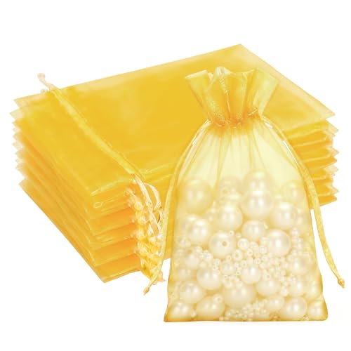 G2PLUS 100 Sacchetti Oro 10x15CM per Matrimonio e Caramelle