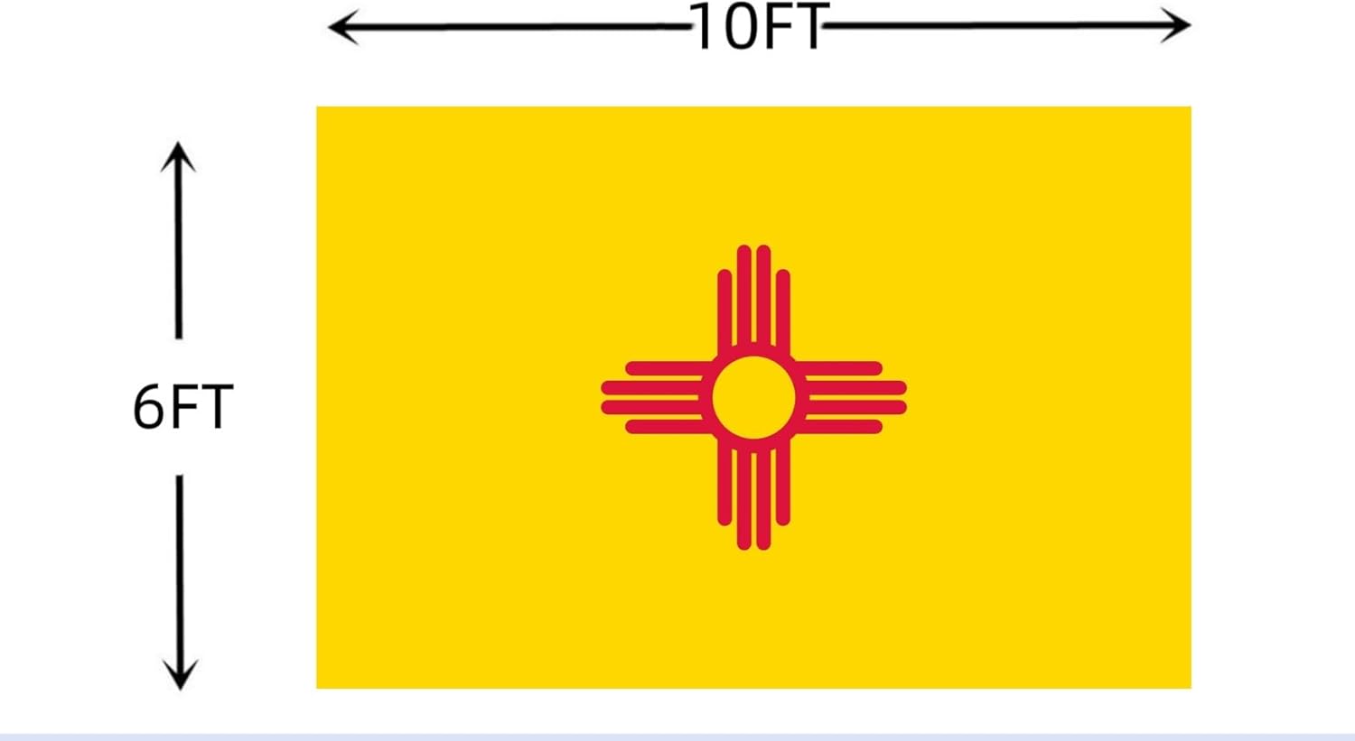 New Mexico State Flag 6X10 FT - Vivid Color, All Weather, Double Stitched New Mexico NM Flags，Polyester Flags with Sturdy Brass Ring. (6X10)