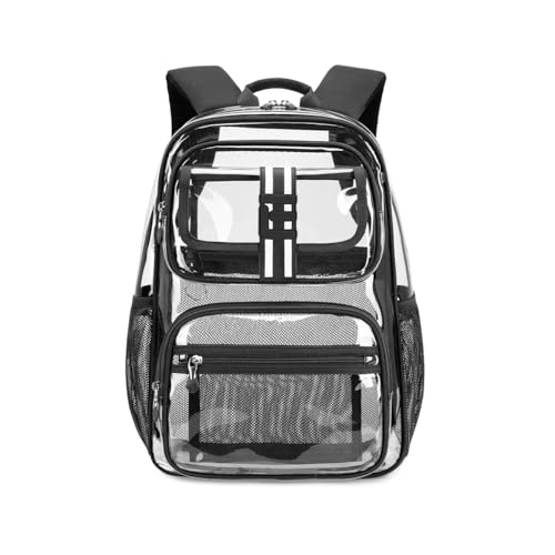 Cusangel Clear Large Backpack for kids,16in Heavy Duty Clear BookBag,TPU Large Capacity Black See Through Backpack for Stadiums,Concerts,Plastic transparente para mujer for 8Age+
