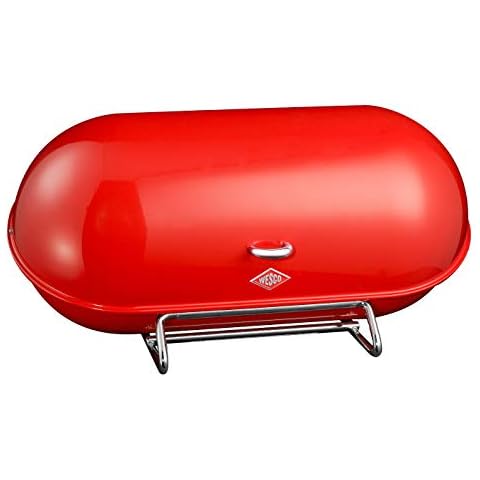 Wesco Breadboy – Steel Bread Box for Kitchen/Storage Container, Red Cover