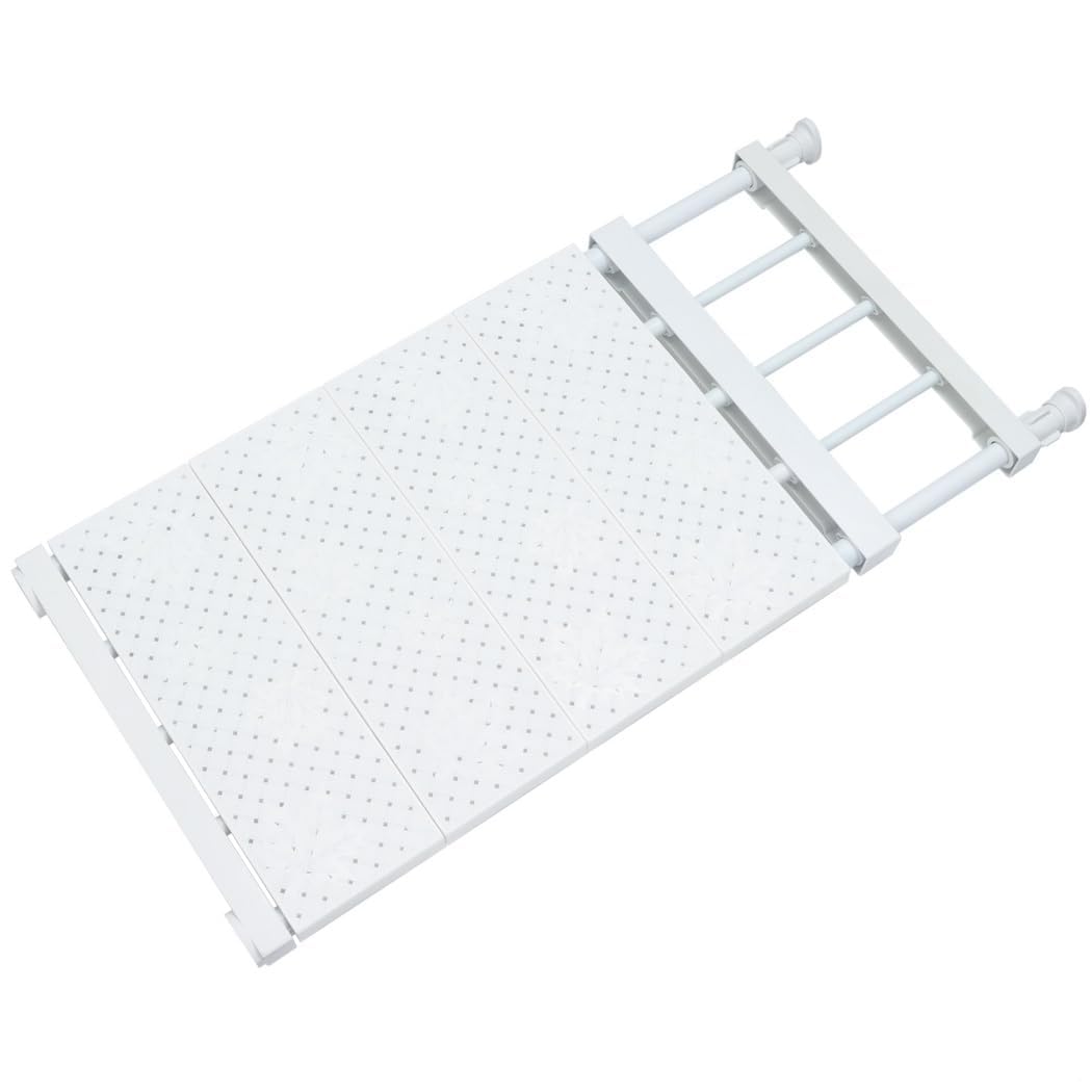 Adjustable Shelf for Closet, Retractable Cupboard Storage Organizer, Expandable Closet Tension Rod, Space Saving Divider Rack for Cabinet, Wardrobe, Kitchen, Bedroom, Bathroom