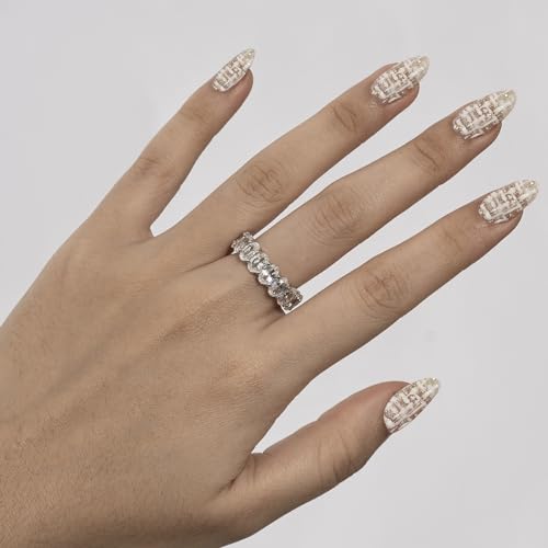 Marilyn Monroe Oval Cut Eternity Ring | Solid 925 Sterling Silver Infinity Band for Women | 7.50 Carats 100 Facet Oval Cut Cubic Zirconia CZ Simulated Diamond Engagement Ring2