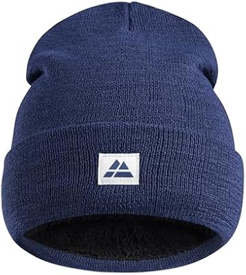 DANISH ENDURANCE Gorro de Punto Estilo Beanie con Forro Polar, Suave y Elástico, Materiales Reciclados, para Hombre y Mujer, Azul, One Size