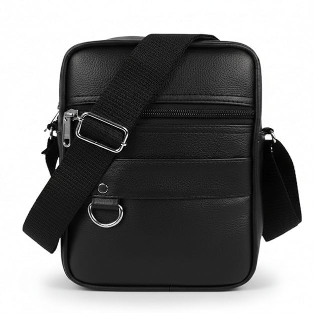 Latest Brown PU Leather Cross Body Sling Bag for Man with Adjustable Sling | Travel Pouch Bag for Men Multifunction Passport Bag for Men | Phone Pouch for Man in Medium Size (Black)-picture-45