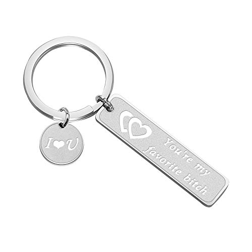 Zuo Bao Funny Couple Keychain You're My Favorite Asshole/Bitch Jewelry Valentines Day Gift for Her Boyfriend Gift Husband Keyring (My Favorite Bitch Back K-S)
