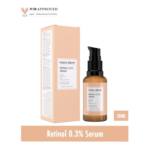 maru.derm Maruderm Retinol 0.3% Serum — With Bakuchiol, CoQ10 (Ubiquinone) & Hyaluronic Acid — Smoother, Firmer-Looking Skin — 1.0 fl. oz. (30 mL)