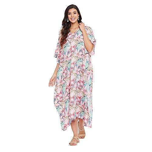 Image of Oussum Women Long Maxi Plus Size Polyester Kaftan Gown, Womens Kaftan Dresses Lounge Resort Wear, Plus Size Kaftan