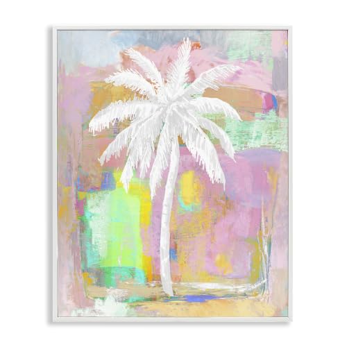 Pastel Palm Tree Tropical Brush, 16 x 20 Inch Framed Giclée Print