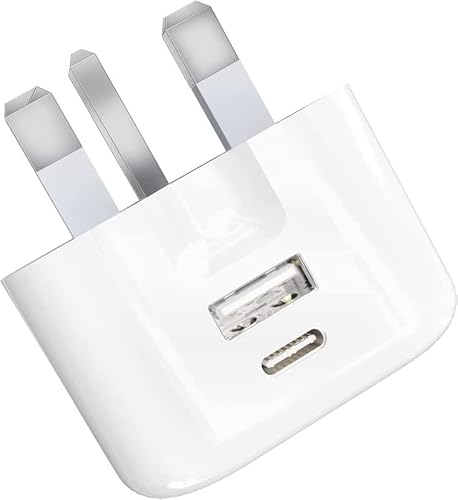 Fast Charger Plug with 20W for 17 Pro/17 Air /16e/16 Pro/15 Pro Max/14 Pro Max/13 Pro Max/12 Mini,iPad, Air Pods Pro, Galaxy S25/S24 Z Fold 7/ Flip 7/6 Pixel 10, Dual Ports USBC PD 3.0 Mains Adapter