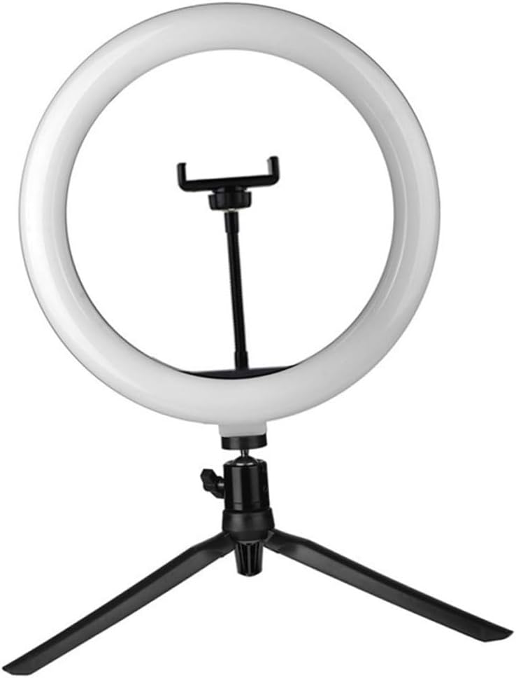 TIDTALEO USB 10-Inch Phone Live Bracket with Adjustable Three-Color Selfie Filling Light, Remote, Black Metal Stand and Rotatable Phone Holder for Live Streaming and Photography