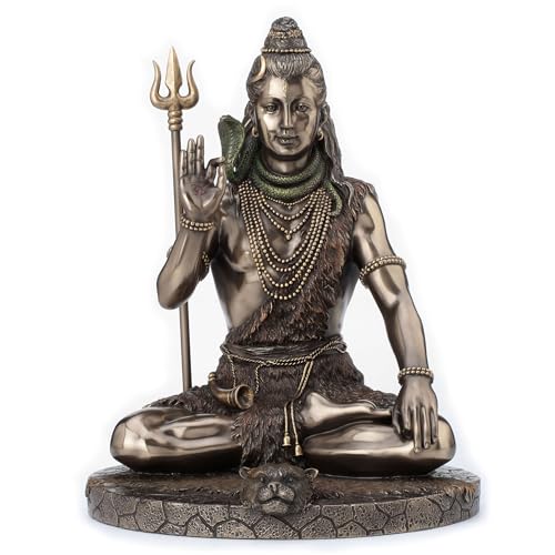 Veronese Design Lord Shiva in Meditation Pose Hindu God Cold Cast Resin Antique Bronze Finish Statue Sculpture
