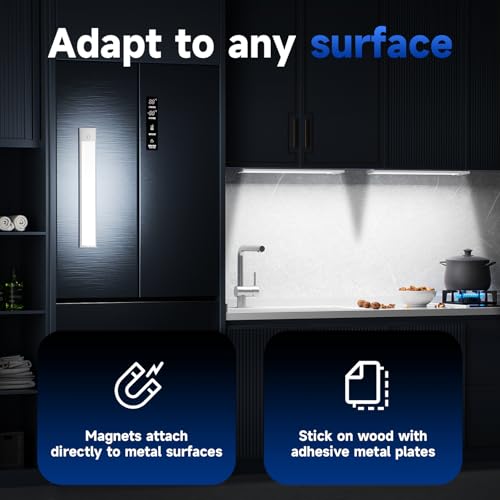 Image of Under Cabinet Lights,74 LED Rechargeable Battery Operated Motion Sensor Light Indoor, 2 Pack Under Cabinet Lighting Closet Lights,Suitable for Kitchen, Wardrobe, Stairs (White Light, 15.7inch)