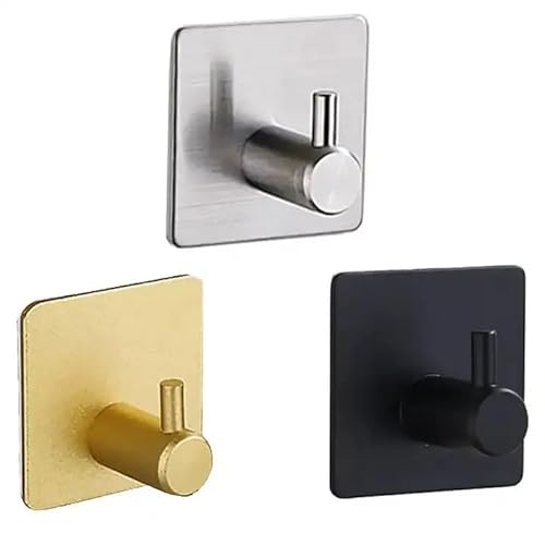 LUVVO Gancho de pared adhesivos, toallero sin taladro, gancho plata, soporte de pared, colgador toalla, colgadores adhesivos, 5 unidades (plata)
