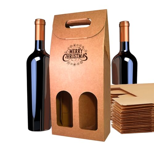 25x Caja de Cartón Marrón Vacía para 2 Botellas de Vino - Envase para Botella de Vino para Regalos - Navidad