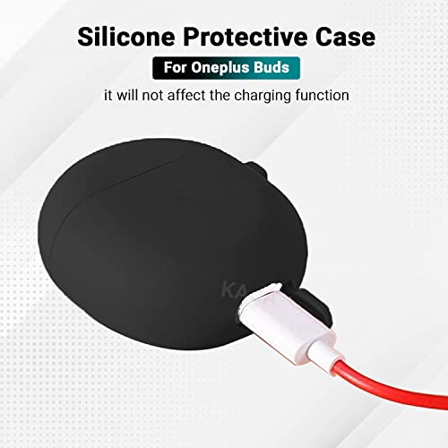 Image of KACA Protective Shockproof Silicone Cover Case with Buckle Compatible with OnePlus Buds (Black)