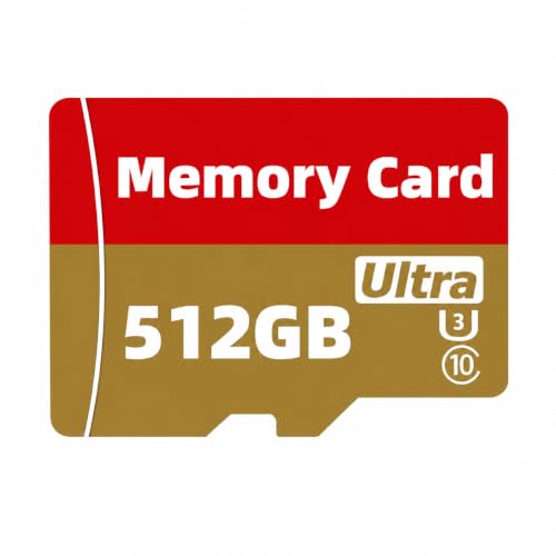 TF Card 512GB with Adapter,SD Card,UHS-I C10 A1 Memory TF Card 512G for Smartphones, Cameras, Dash Cam, Tablets (Red)